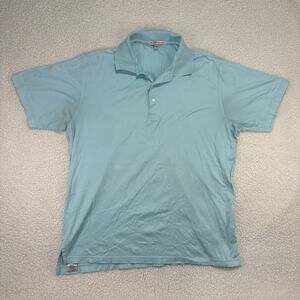 Peter Millar Golf Polo Shirt Mens Size Large Solid Aqua Blue Casual
